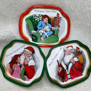 JSNY 3 vintage trays Santa girl boys Merry Christmas HONG KONG